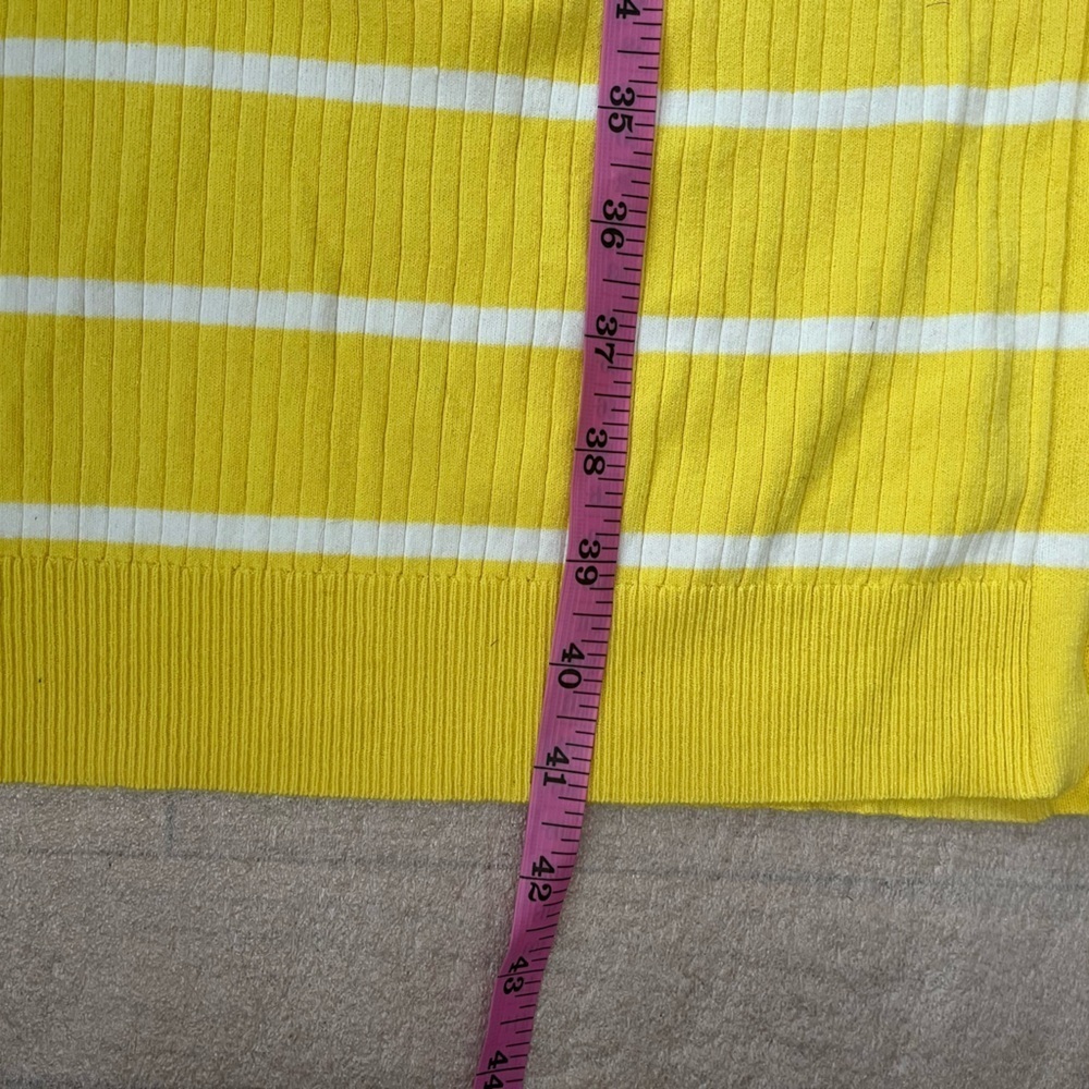 [M]Banana Republic Knit Stripe Sleeveless Dress Yellow White Side Slit - Picture 7 of 8